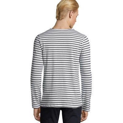 Camiseta cuello redondo a rayas de manga larga personalizable disponible mujer y hombre